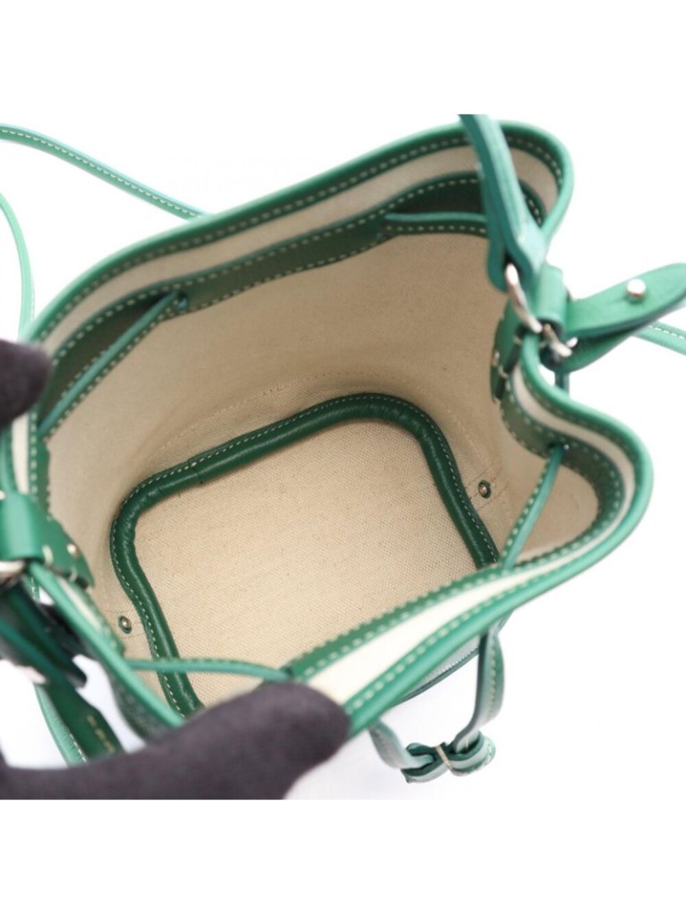 Goyard Petit Flo Mini Bag 2-Way Green White Brown Leather - Picture 3 of 6